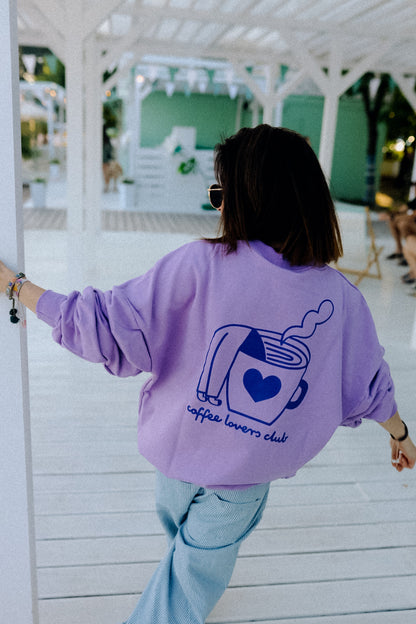 Big Coffee Lover - Oversized Sweatshirt in Lila