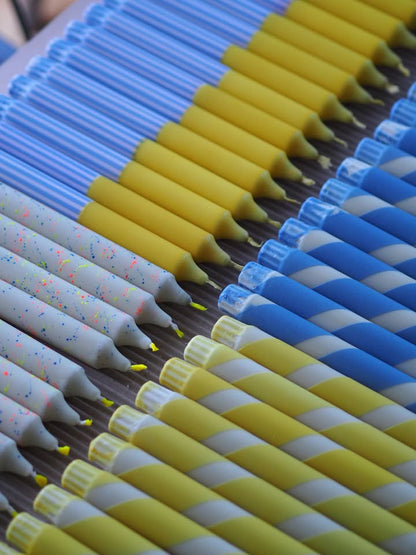 Kerzen | BLAU + GELB | 4er Set