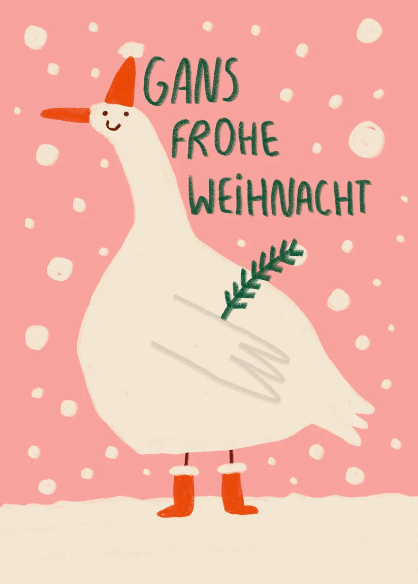 POSTKARTE - GANS FROHE WEIHNACHT