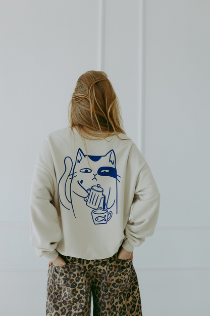 Meowcinno - Oversized Sweatshirt - Creme