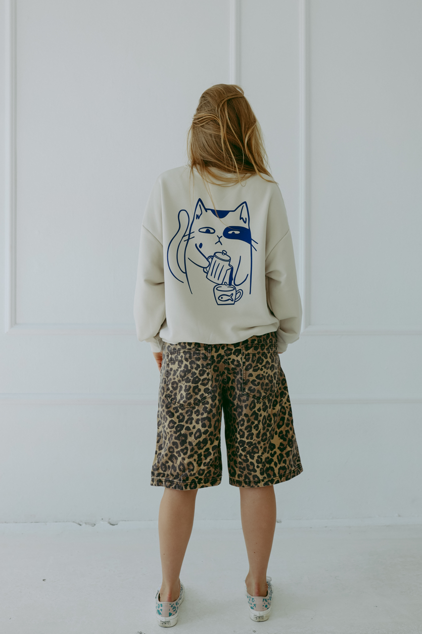 Meowcinno - Oversized Sweatshirt - Creme