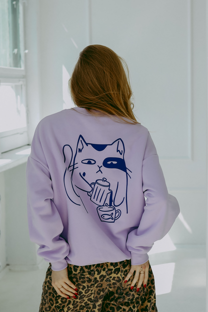 Meowcinno - Oversized Sweatshirt - Flieder