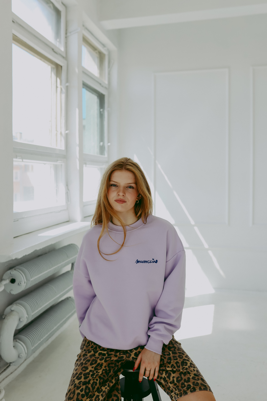 Meowcinno - Oversized Sweatshirt - Flieder