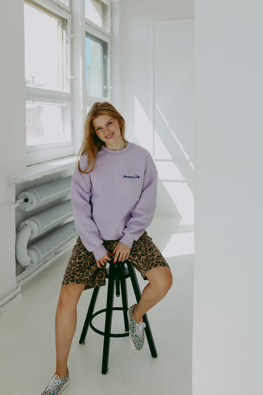 Meowcinno - Oversized Sweatshirt - Flieder