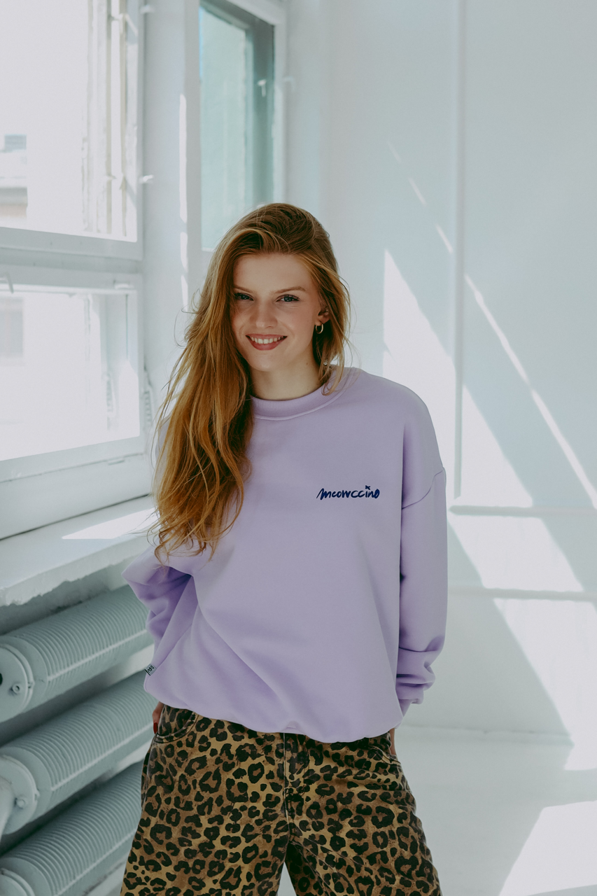 Meowcinno - Oversized Sweatshirt - Flieder