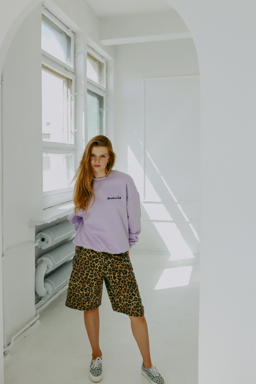 Meowcinno - Oversized Sweatshirt - Flieder