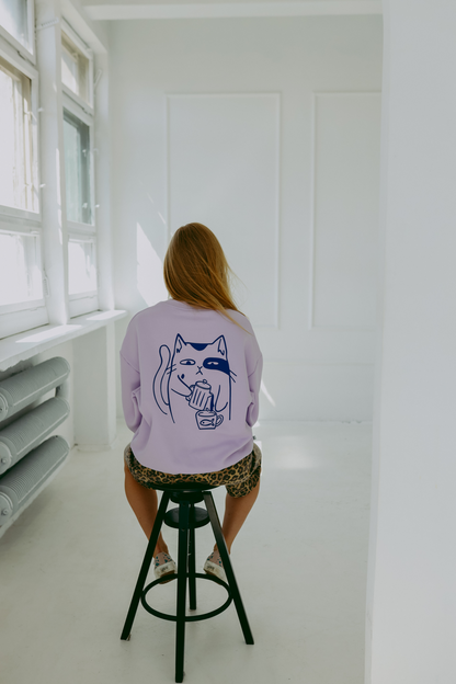 Meowcinno - Oversized Sweatshirt - Flieder