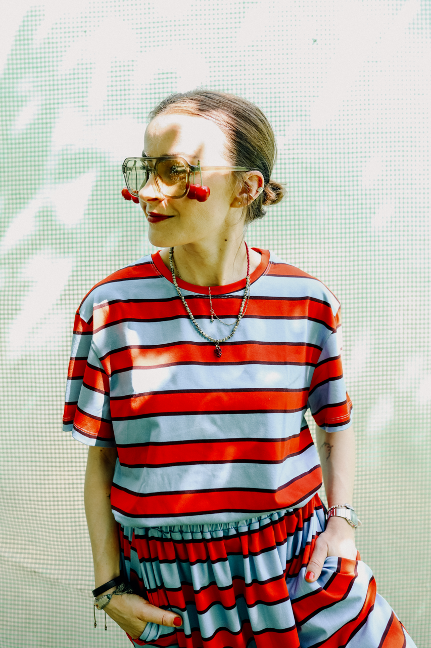 CHERRY CLUB STRIPES - ERWACHSENEN BOXY SHIRT