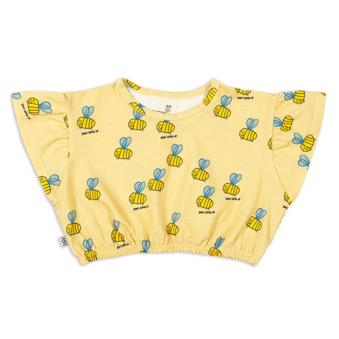 BEE ON YELLOW CROPPED SHIRT