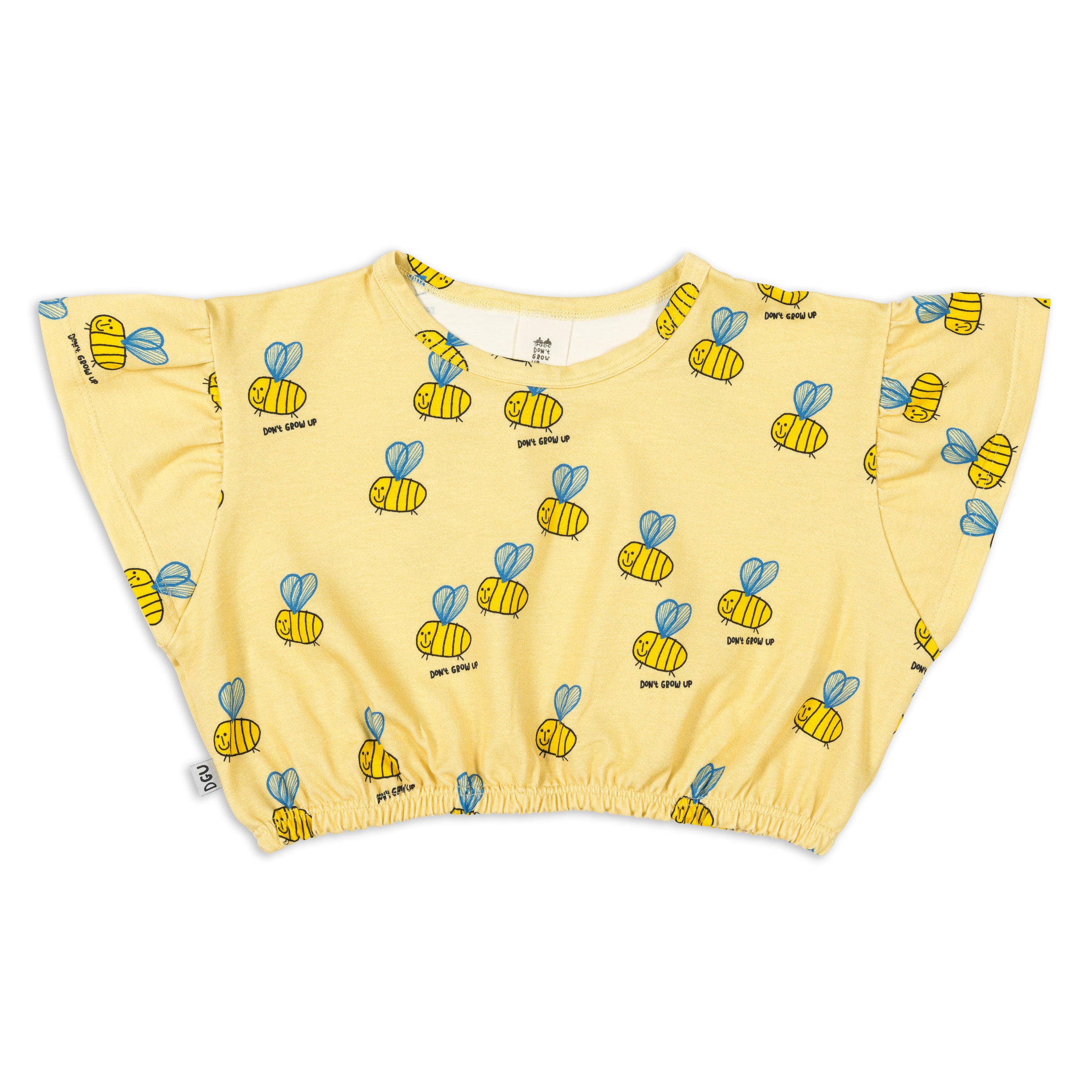 BEE ON YELLOW CROPPED SHIRT