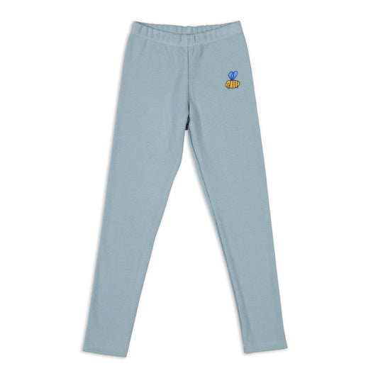 BEE ON LIGHT BLUE LEGGINGS RIBBED