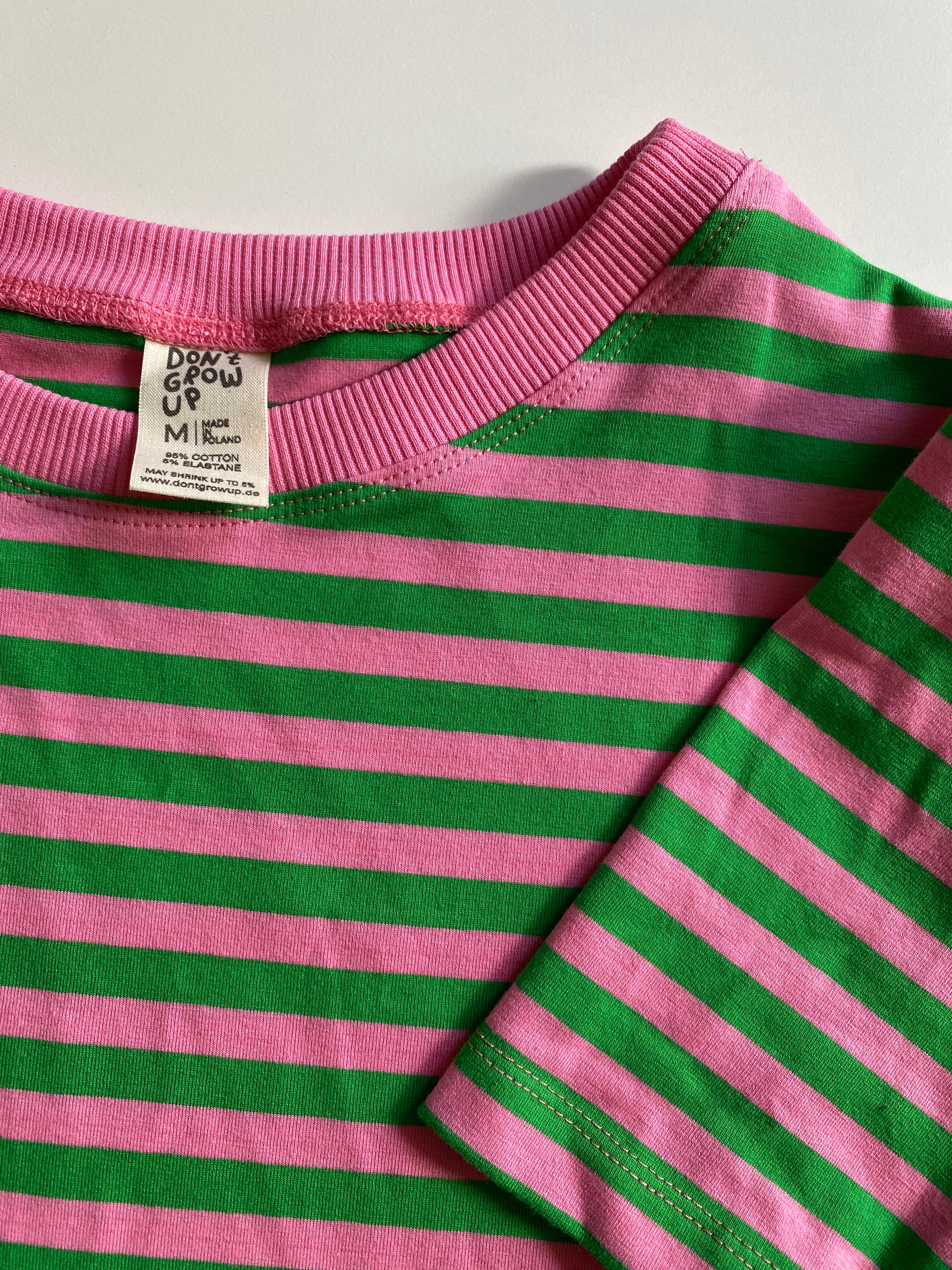 STREIFEN GRÜN + ROSA -  ERWACHSENEN T-SHIRT (ANFERTIGUNG CA. 14 TAGE)
