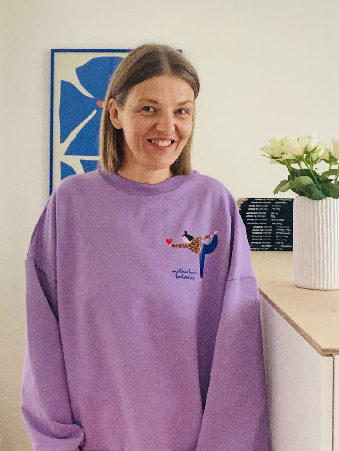 UNISEX ADULT SWEATSHIRT- APPLE ON PURPLE