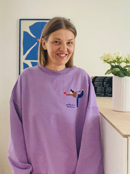 UNISEX ADULT SWEATSHIRT- APPLE ON PURPLE