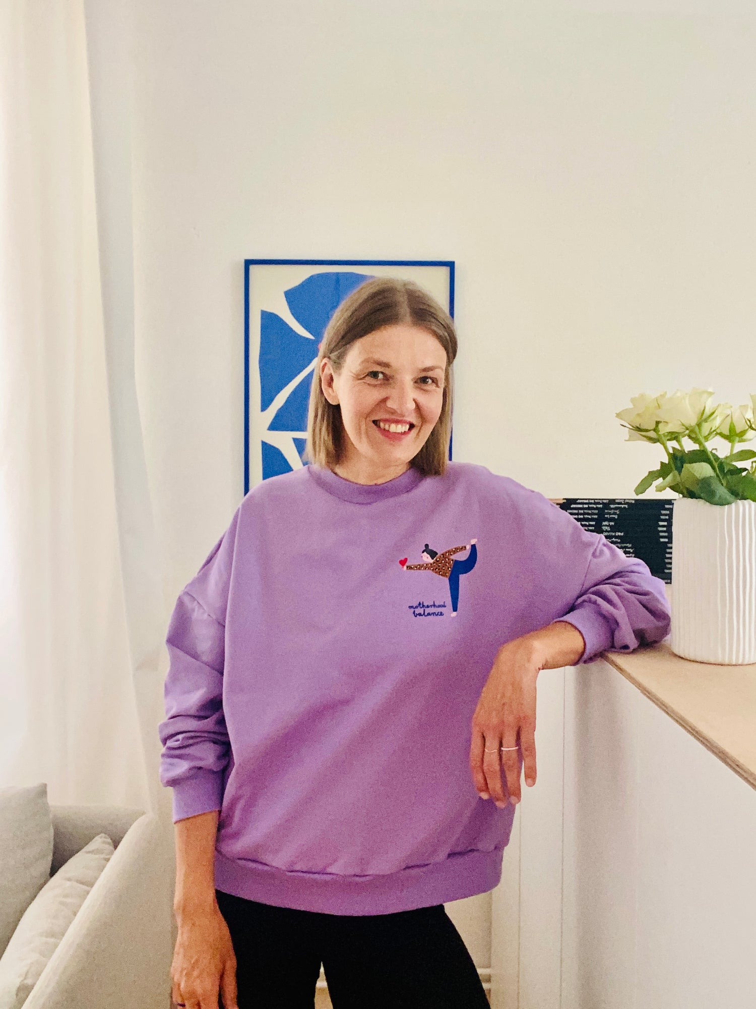 UNISEX ADULT SWEATSHIRT- APPLE ON PURPLE