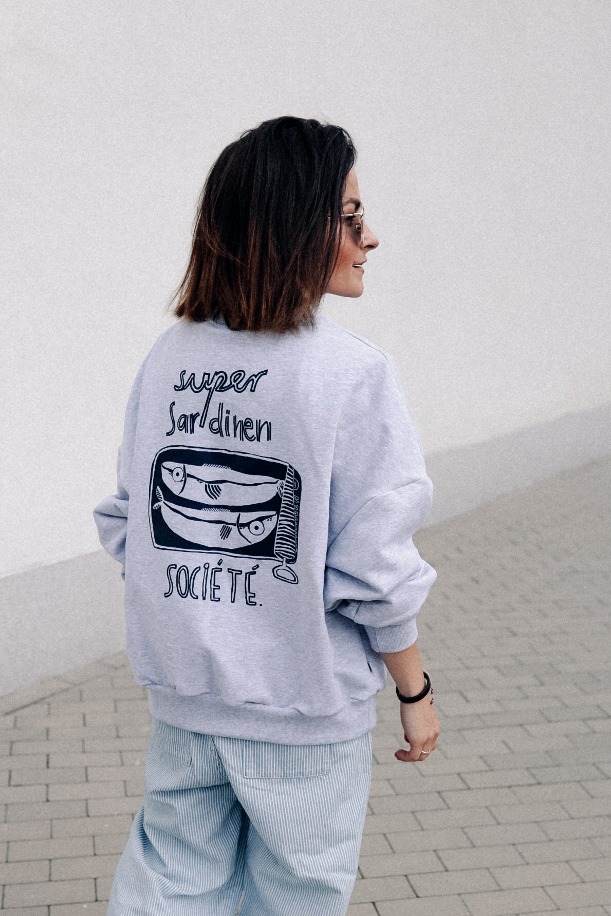 SUPER SARDINEN SOCIÉTÉ - SWEATSHIRT GRAU MELIERT