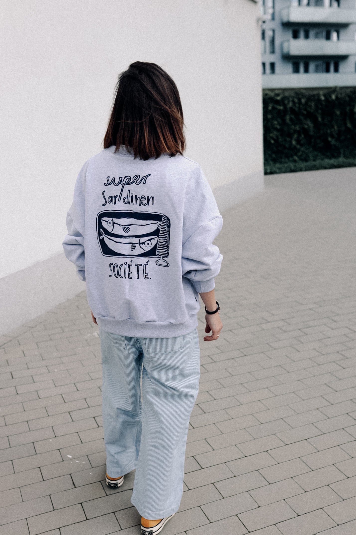 SUPER SARDINEN SOCIÉTÉ - SWEATSHIRT GRAU MELIERT