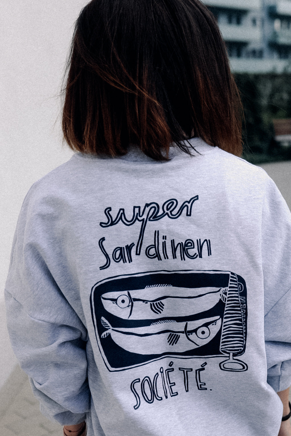 SUPER SARDINEN SOCIÉTÉ - SWEATSHIRT GRAU MELIERT