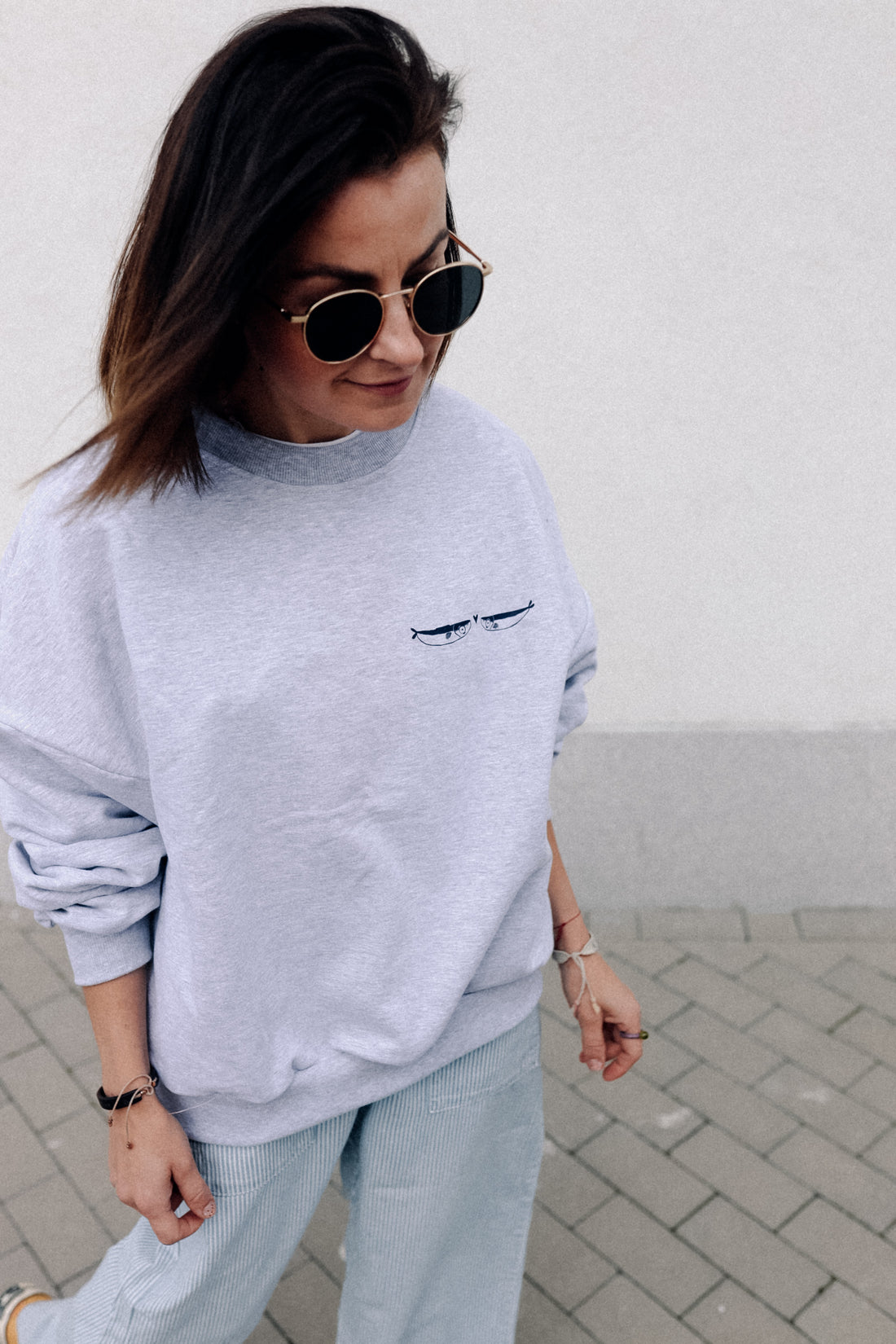 SUPER SARDINEN SOCIÉTÉ - SWEATSHIRT GRAU MELIERT