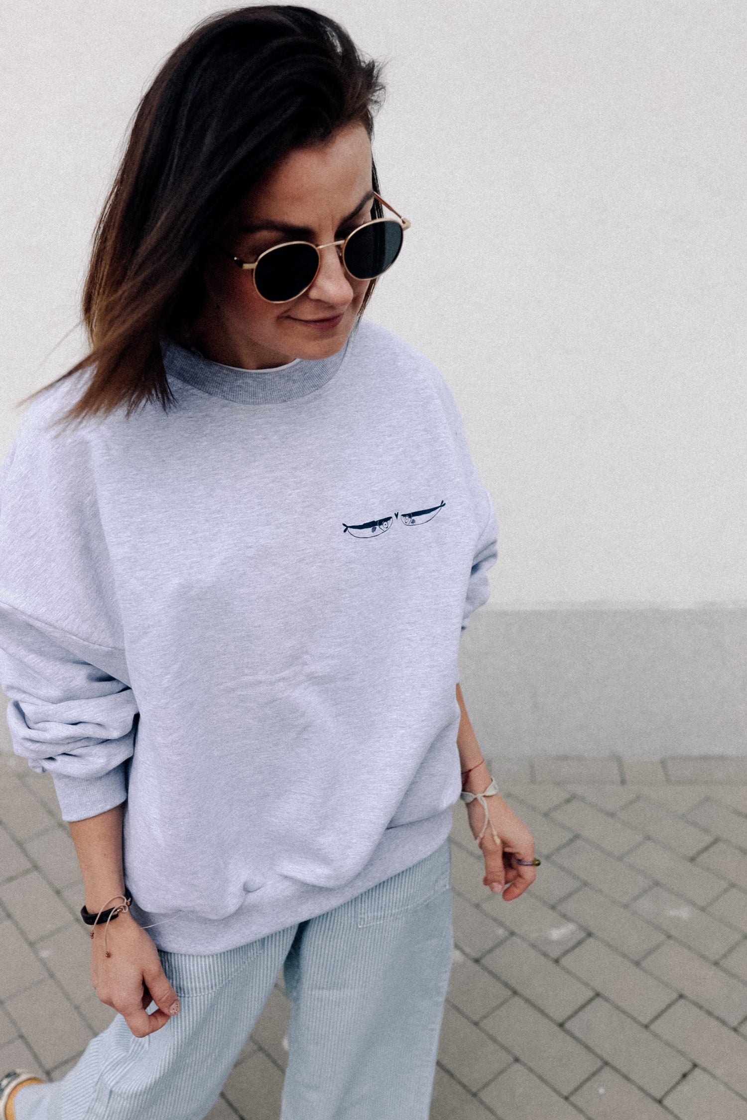 SUPER SARDINEN SOCIÉTÉ - SWEATSHIRT GRAU MELIERT