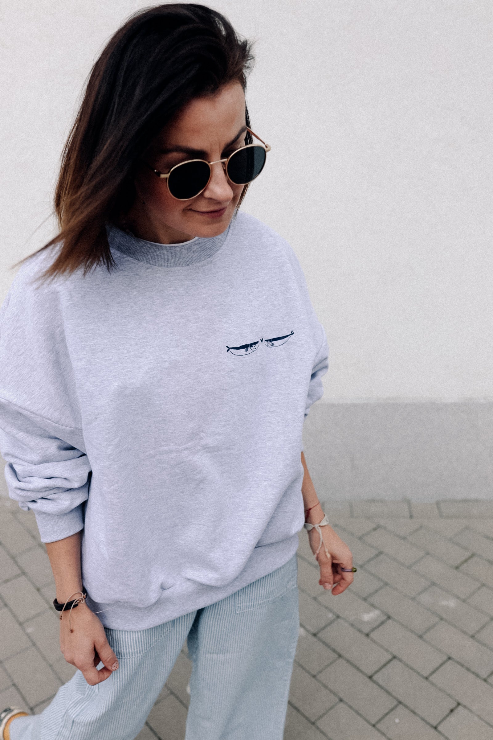 SUPER SARDINEN SOCIÉTÉ - SWEATSHIRT GRAU MELIERT