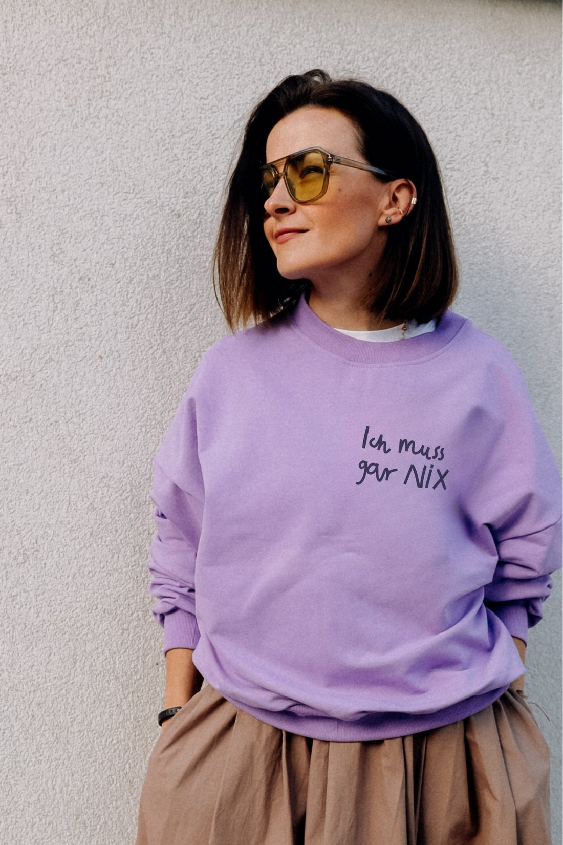 ICH MUSS GAR NIX - SWEATSHIRT LILA