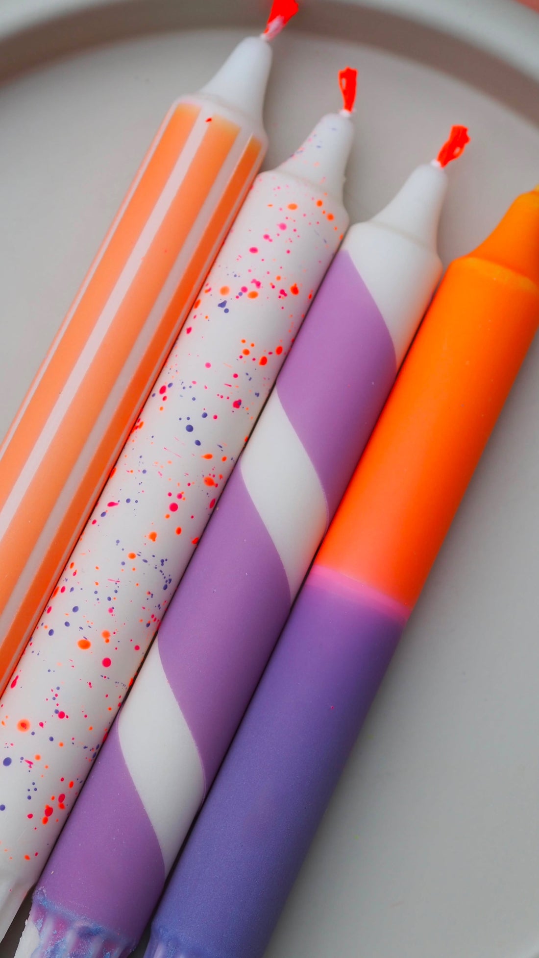 Kerzen | LILA + ORANGE | 4er Set