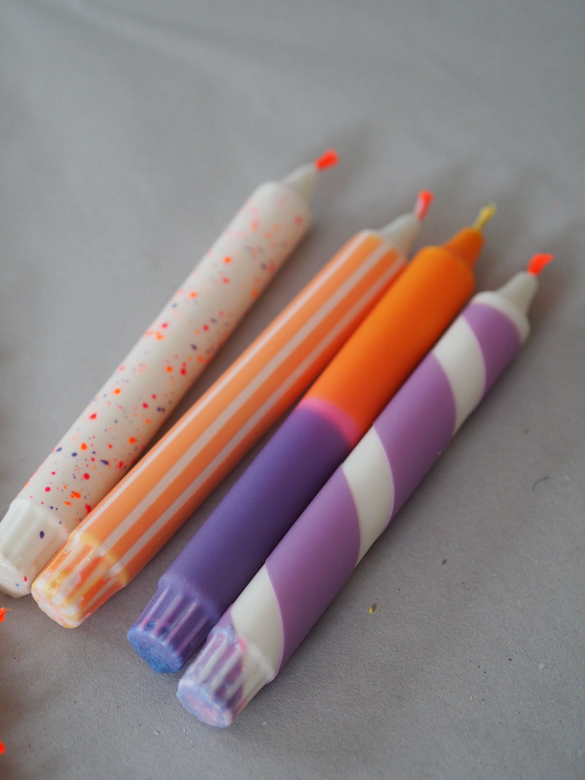 Kerzen | LILA + ORANGE | 4er Set