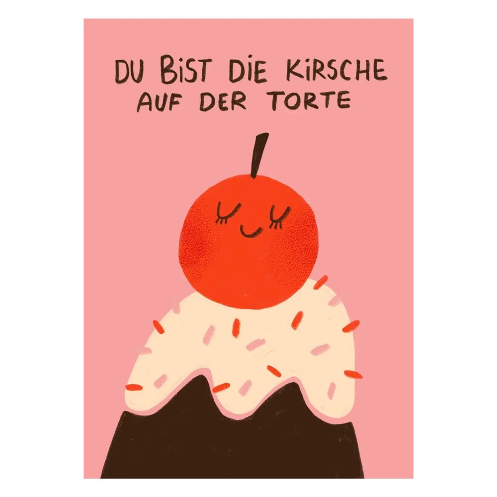 POSTKARTE - KIRSCHE AUS SAHNETORTE