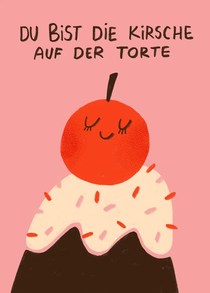 POSTKARTE - KIRSCHE AUS SAHNETORTE