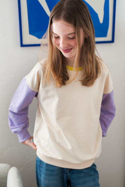 BISQUIT COLOR BLOCKING SWEATSHIRT (LIEFERZEIT. CA 14 TAGE)
