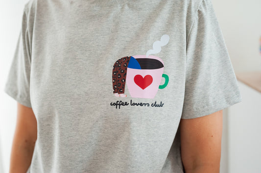 COFFEE LOVERS AUF GRAU MELIERT -  ERWACHSENEN T-SHIRT (LIEFERUNG MAX. 14 TAGE)