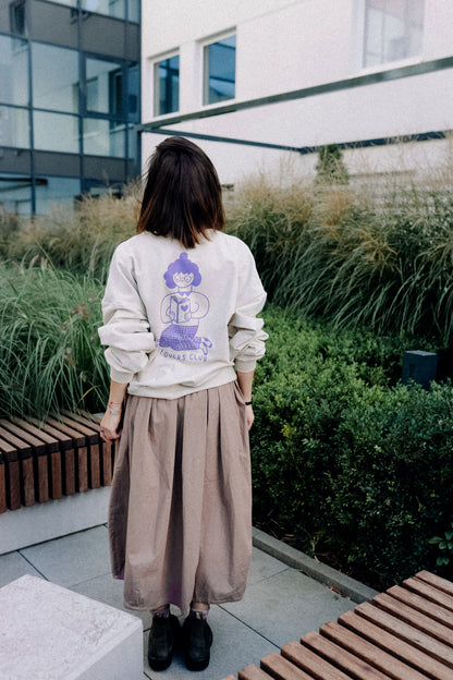 BIG LILA BOOK LOVER AUF CREME - ERWACHSENEN SWEATSHIRT
