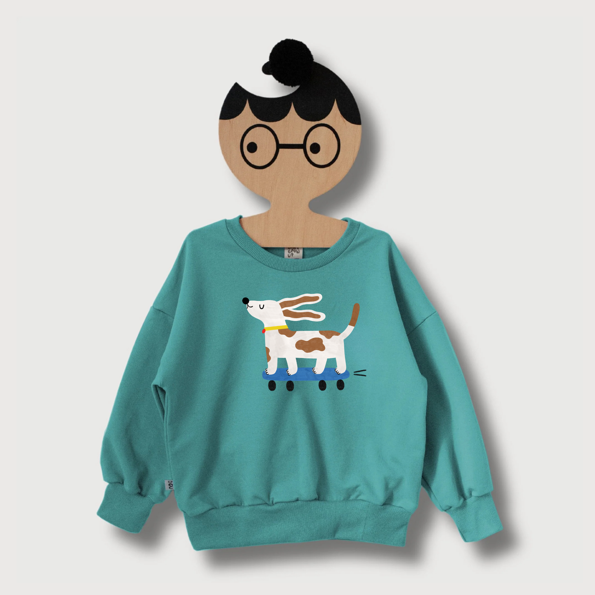 HUND AUF SKATEBOARD - PETROL  SWEATSHIRT