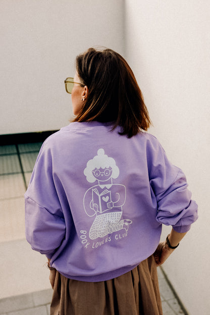 BIG WHITE BOOK LOVER AUF LILA - ERWACHSENEN SWEATSHIRT