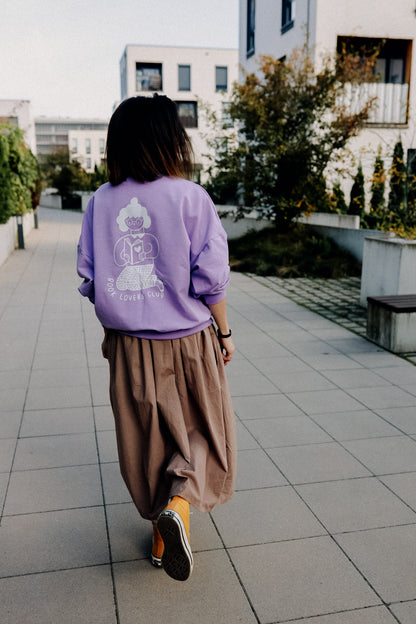 BIG WHITE BOOK LOVER AUF LILA - ERWACHSENEN SWEATSHIRT