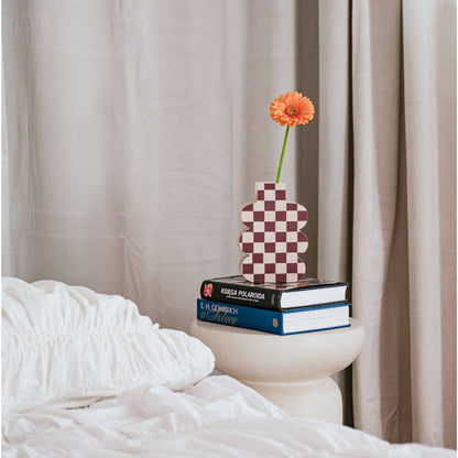 HOLZVASE - BROWN CHECK