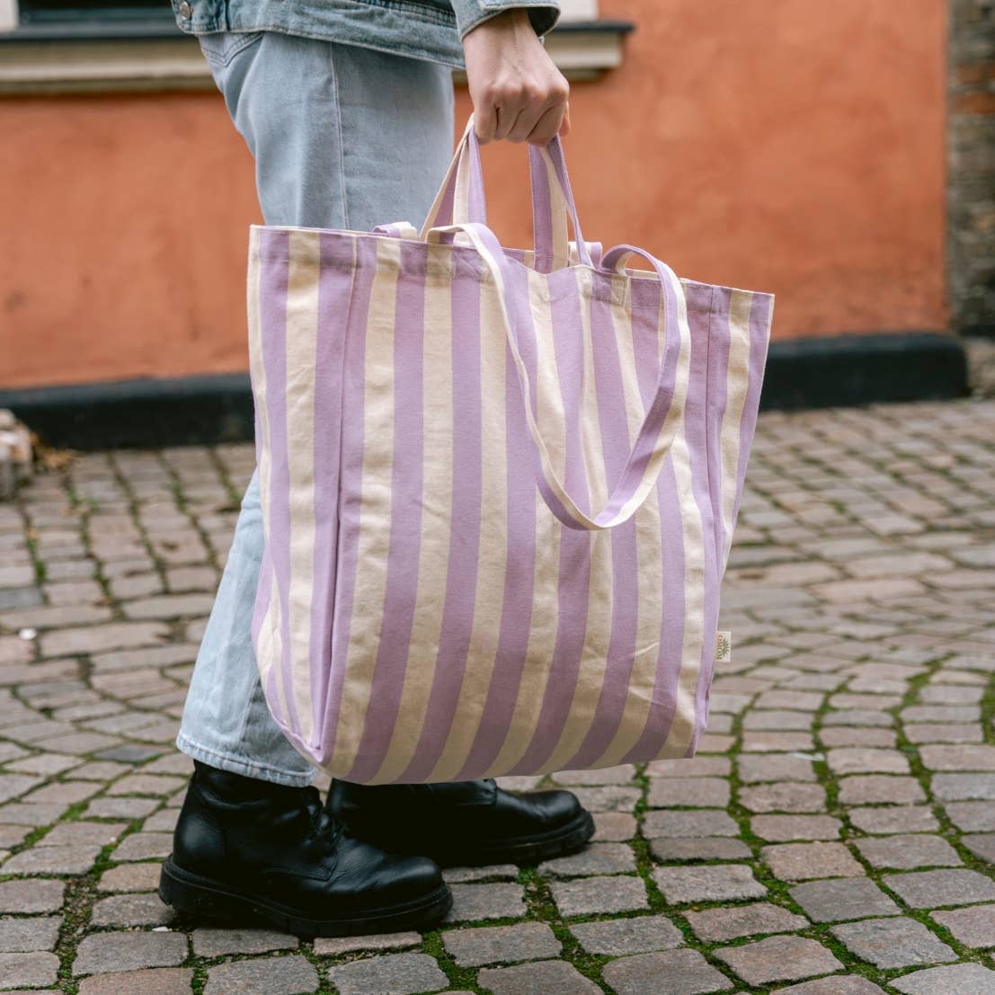 OMOM TRAGETASCHE - STREIFEN BLAU + CREME