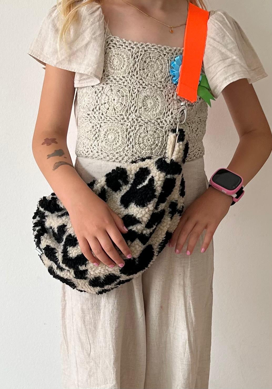 MINI CROSSBODY BAG - LEO SAND + NEON ORANGE