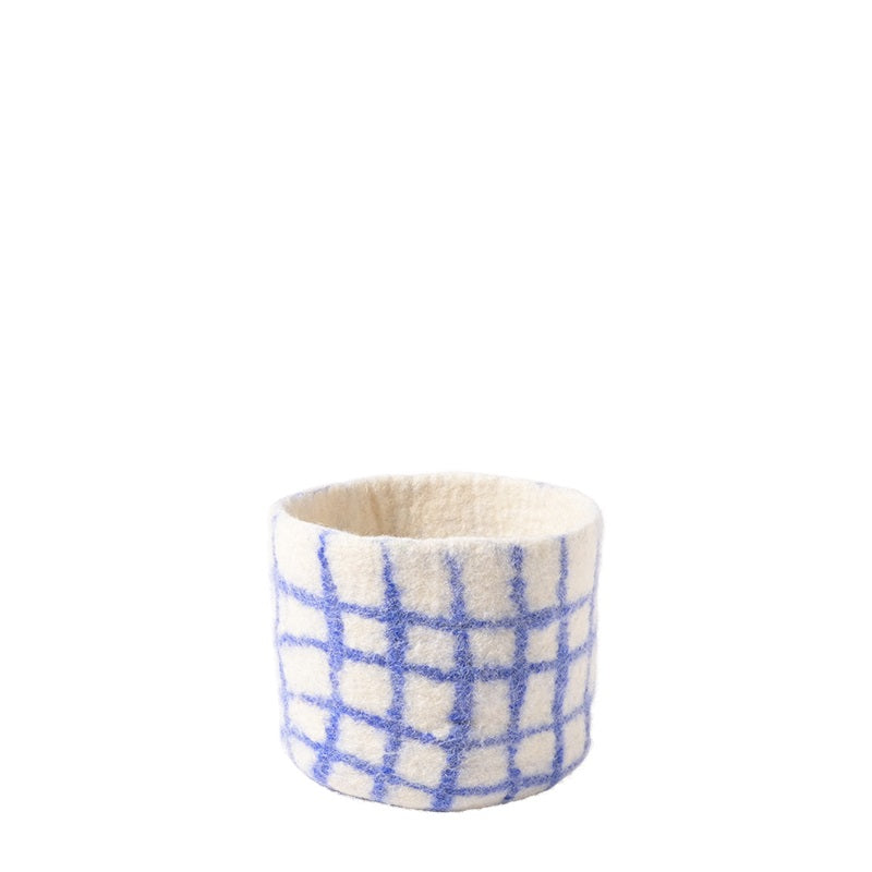 BLUMENTOPF - CHECKED - WEIß + BLAU