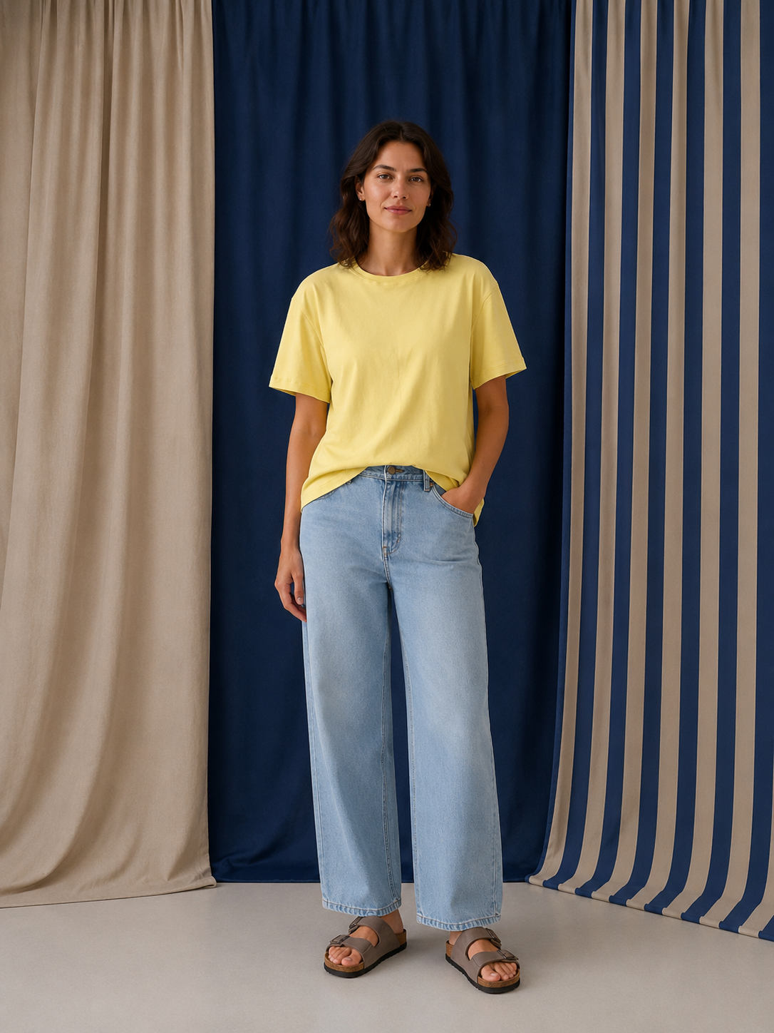 UNI GELB  - ERWACHSENEN BOXY SHIRT