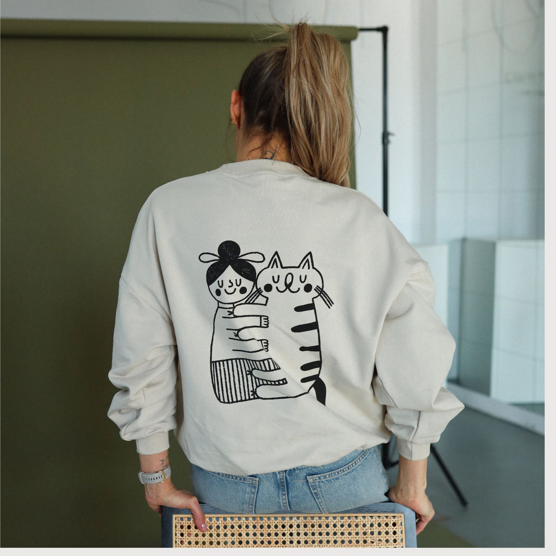 CAT LOVER - SWEATSHIRT -CREME