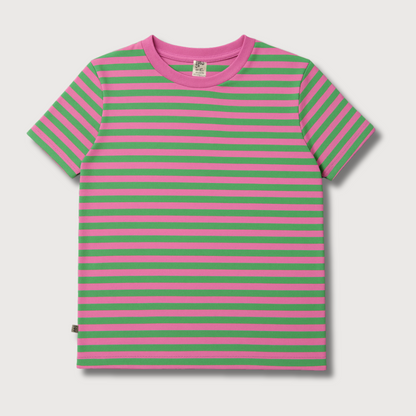 STREIFEN GRÜN + ROSA -  ERWACHSENEN T-SHIRT (ANFERTIGUNG CA. 14 TAGE)