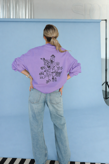 DOG LOVER - OVERSIZED SWEATSHIRT - LILA