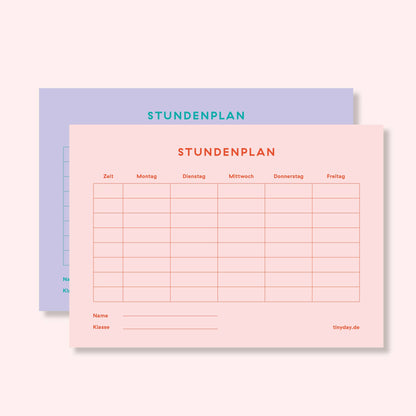STUNDENPLAN - DOPPELSEITIG FLIEDER/ROSA