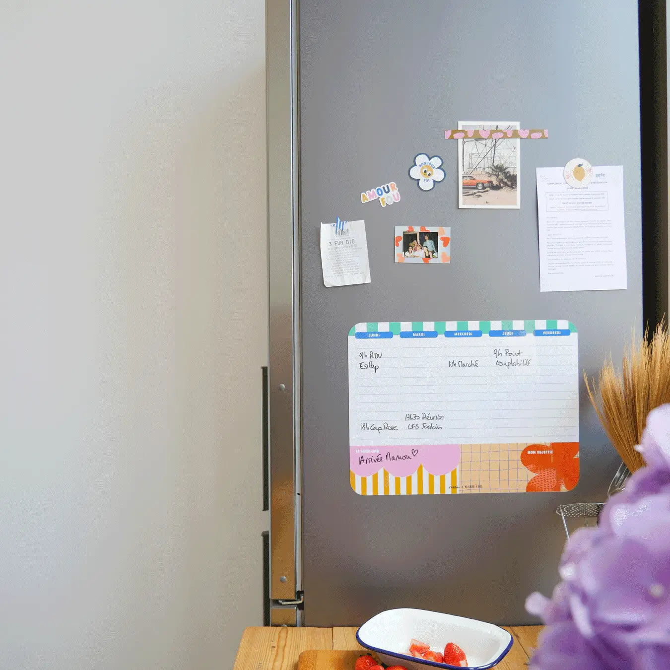 MAGNETISCHER WOCHENPLANER - GRÜN + PINK