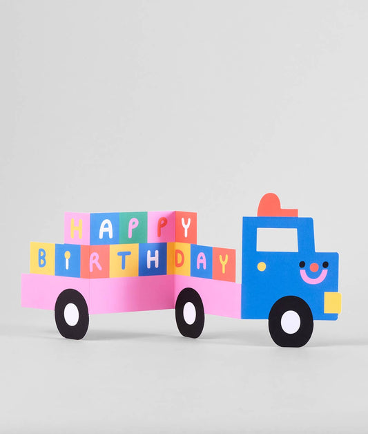 Ausklappbare Geburtstagskarte für Kinder mit Aufschrift „Birthday Truck“