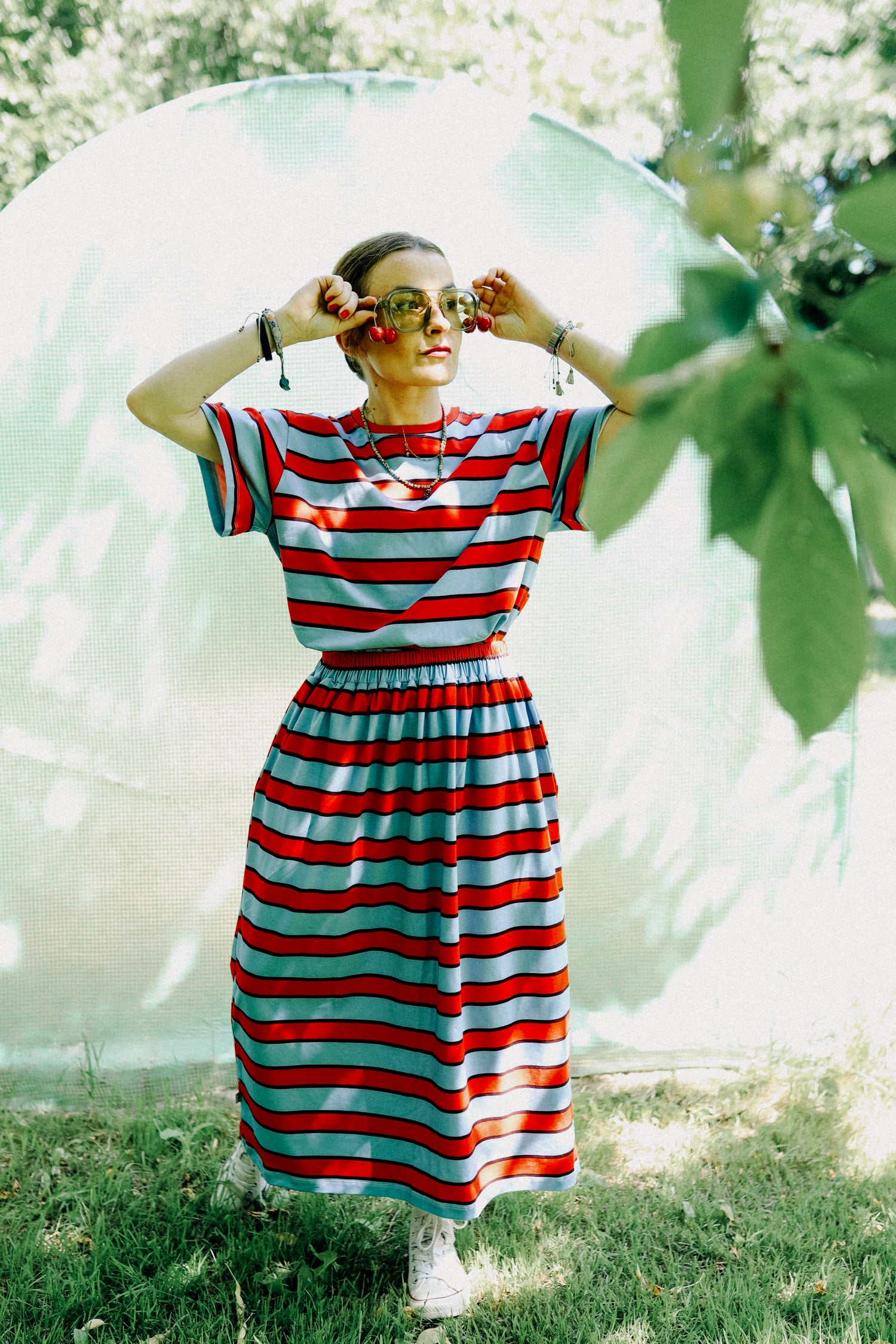 CHERRY CLUB STRIPES - ERWACHSENEN BOXY SHIRT