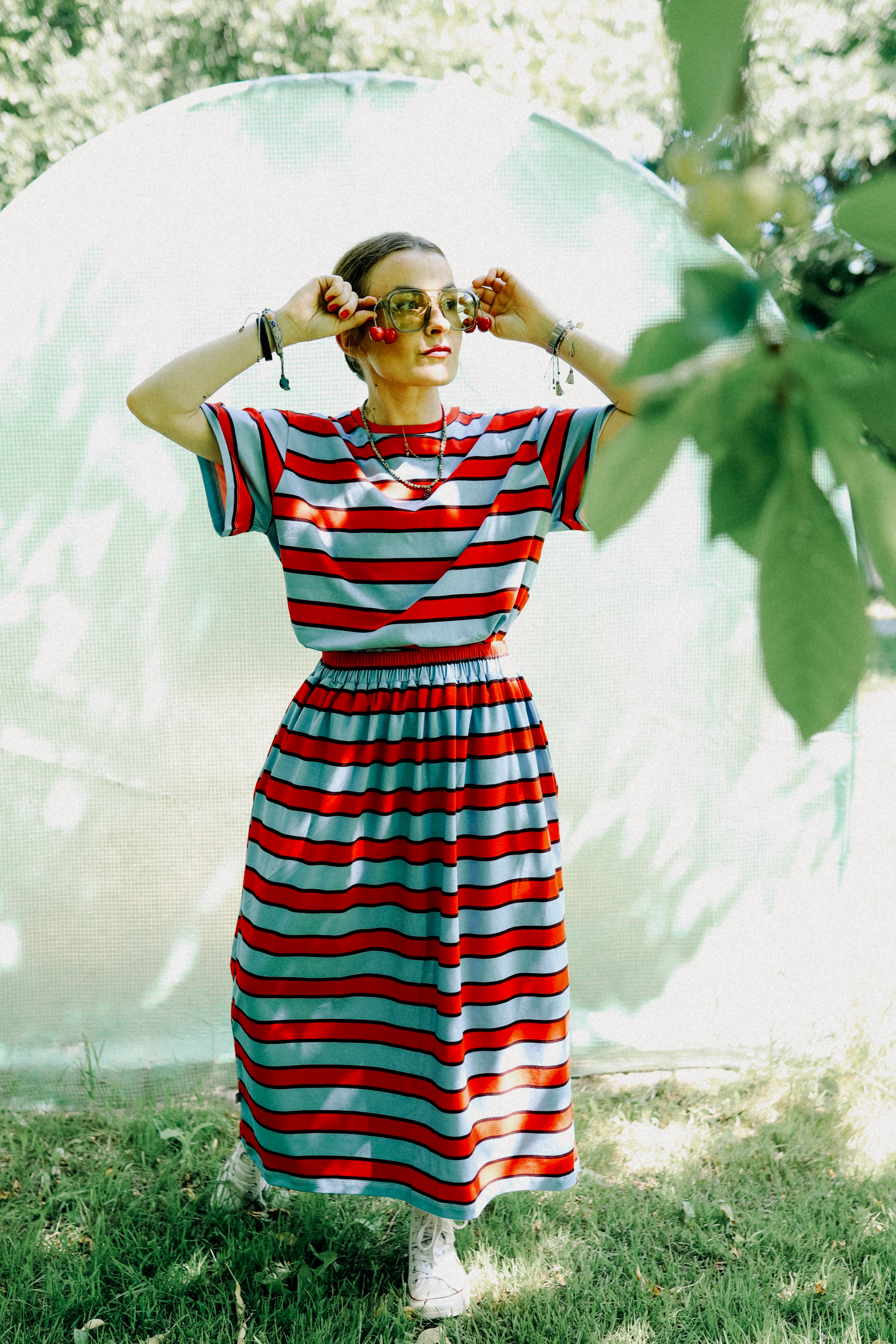 CHERRY CLUB STRIPES - ERWACHSENEN BOXY SHIRT