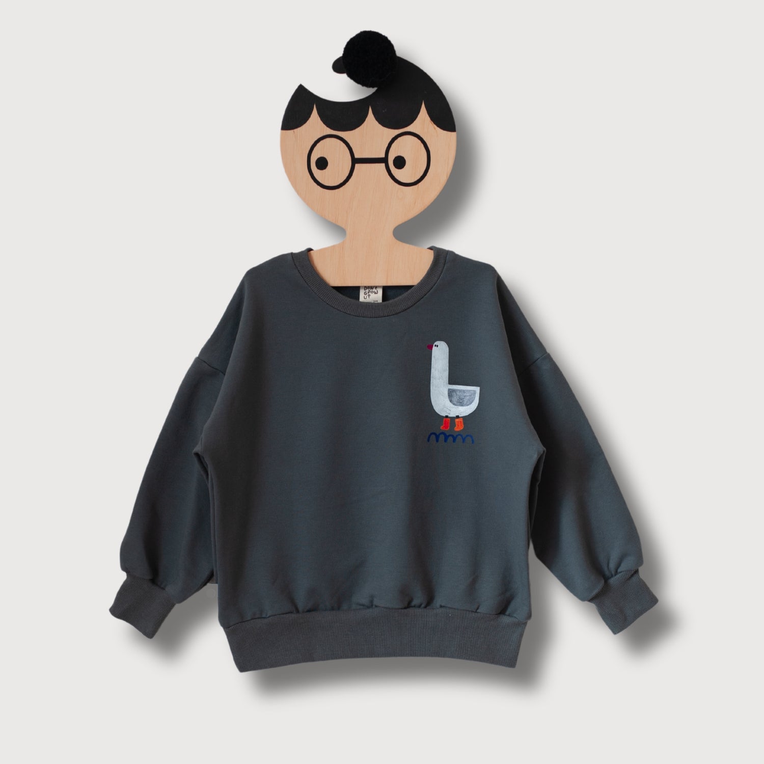 KINDER SWEATSHIRT - GANS AUF DUNKELGRAU (LIEFERUNG CA. 14 TAGE)